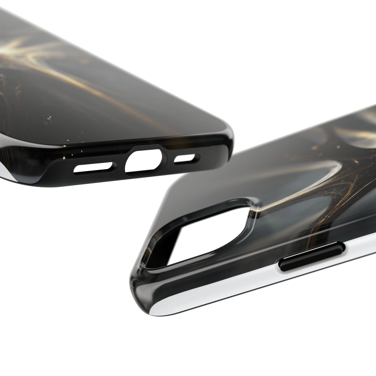 Elegant Tough Phone Case with Abstract Metallic Design