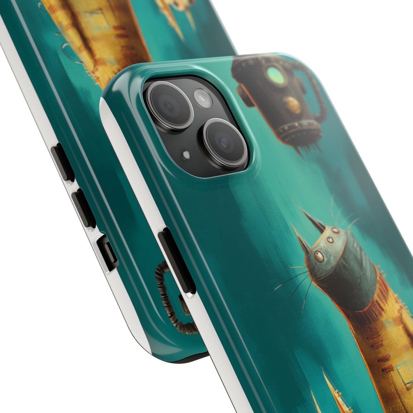 Whimsical Cat Adventure Tough Phone Case - Unique Design for Animal Lovers