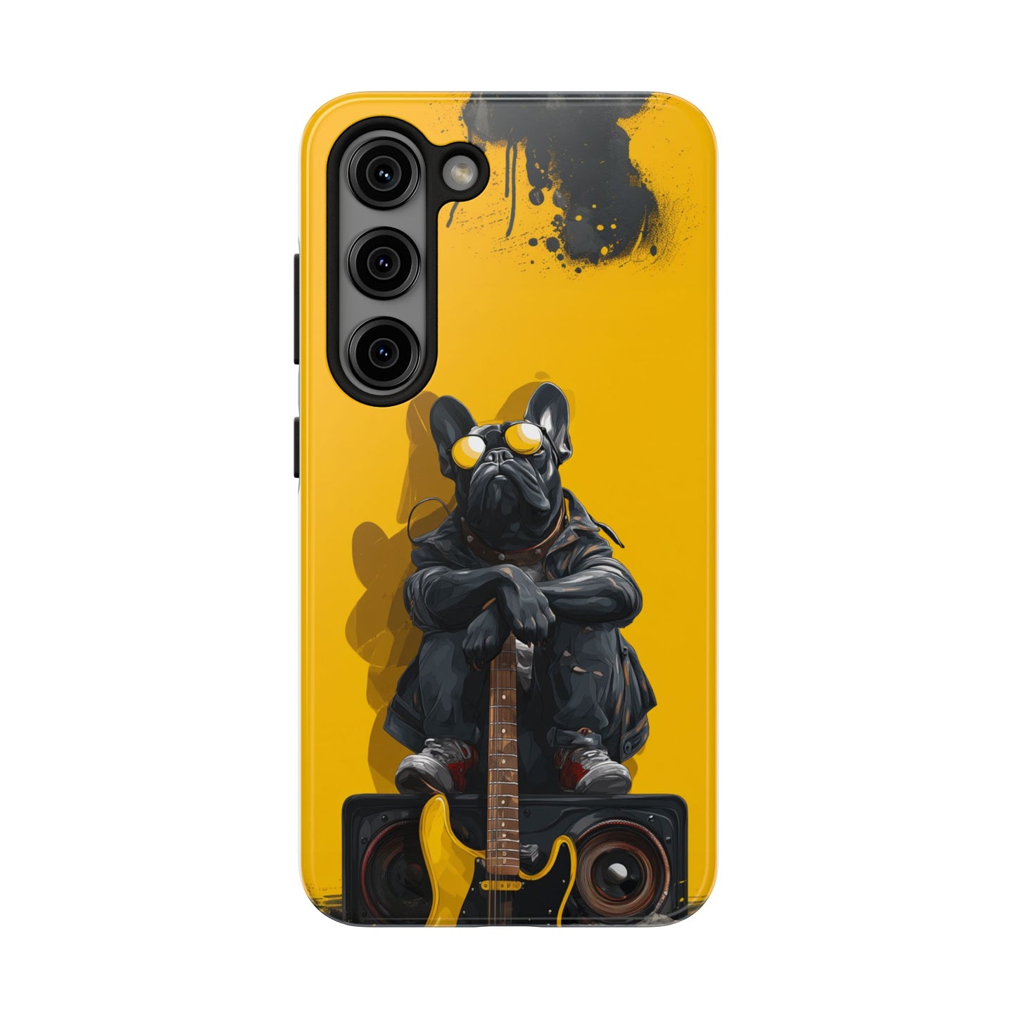 Rebellious Dog with Guitar Tough Phone Case – Wearable Art for Pet & Music Lovers