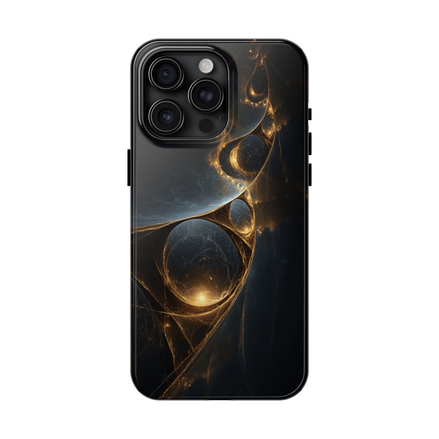 Stylish Tough Phone Case with Elegant Golden Swirls