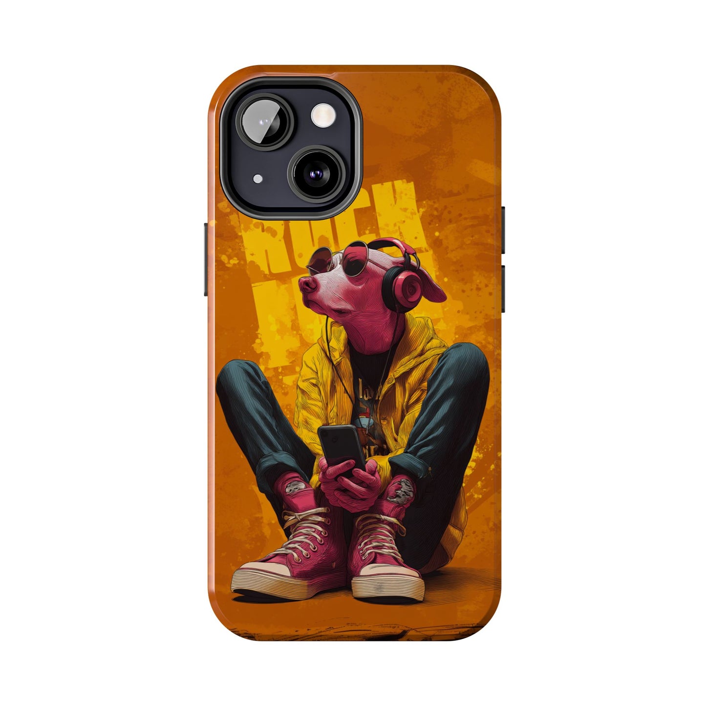 Dog with Pink Sunglasses and Headphones Tough Phone Case