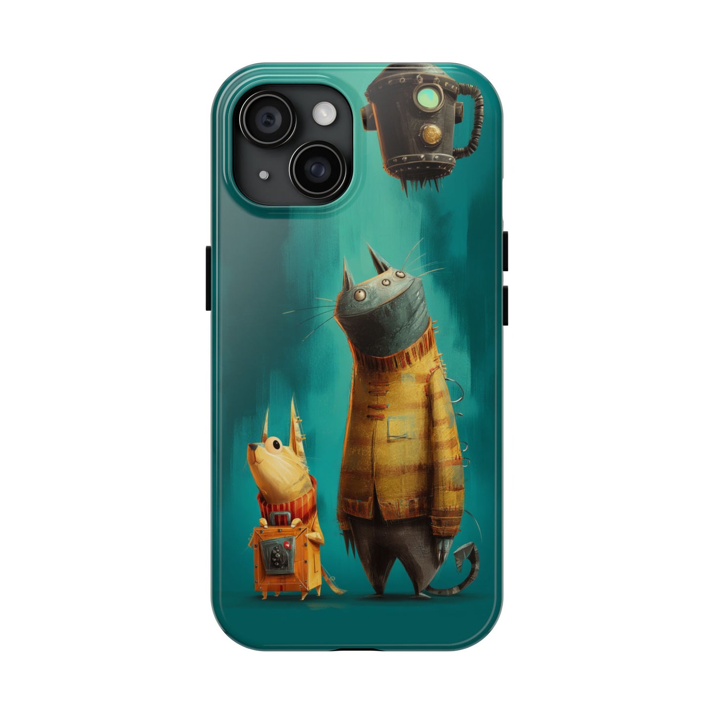 Whimsical Cat Adventure Tough Phone Case - Unique Design for Animal Lovers