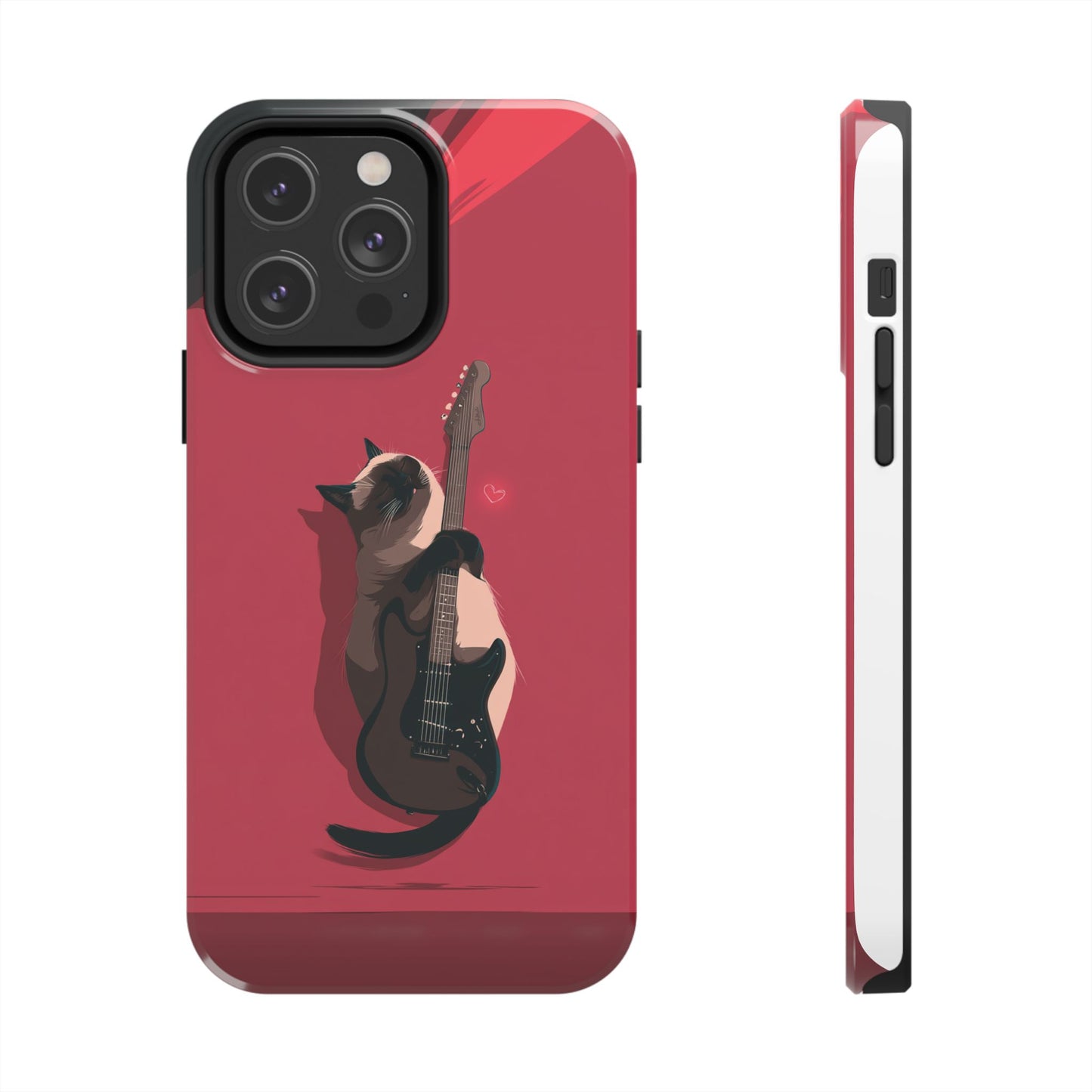 Charming Cat with Guitar Tough Phone Case – Wearable Art for Cat & Music Lovers