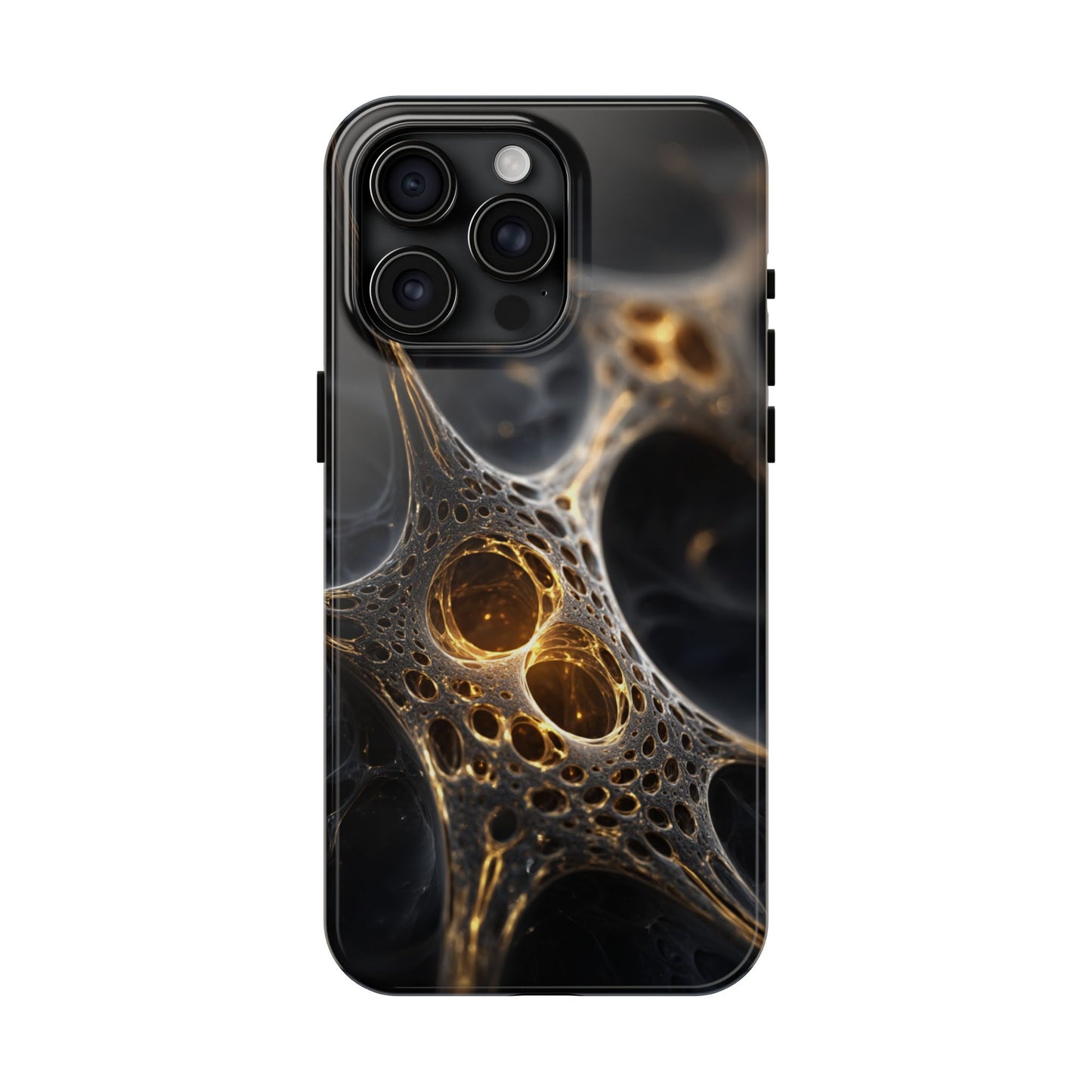 Luxurious Abstract Tough Phone Case - Gold and Black Design