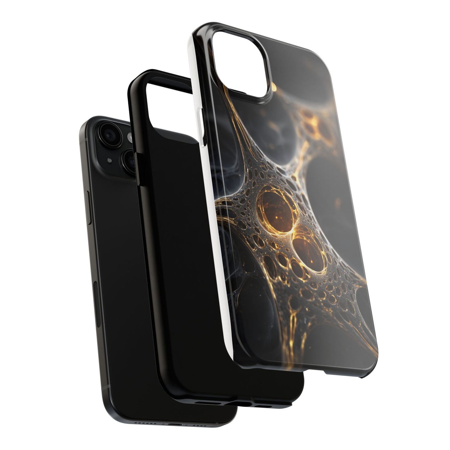 Luxurious Abstract Tough Phone Case - Gold and Black Design
