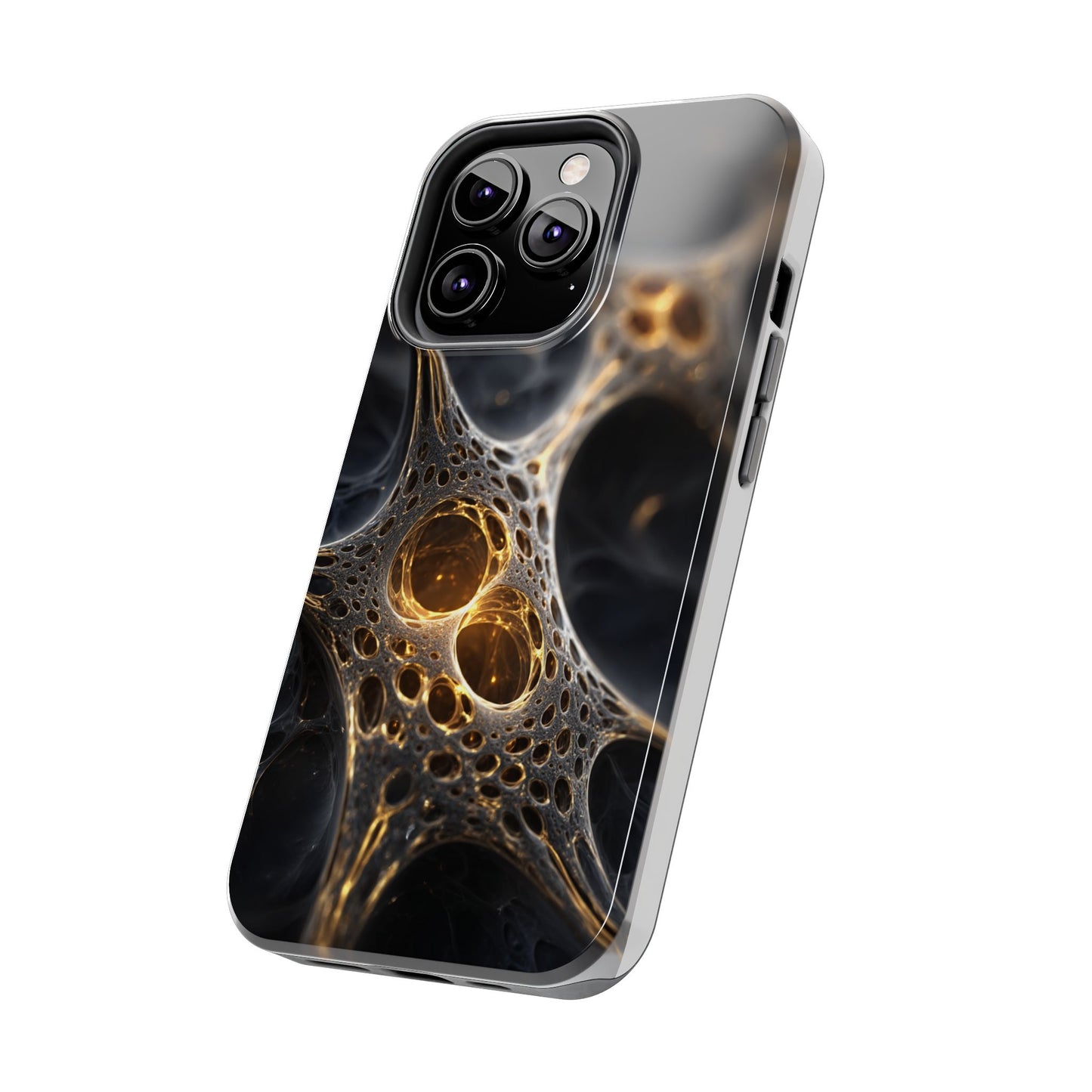 Luxurious Abstract Tough Phone Case - Gold and Black Design