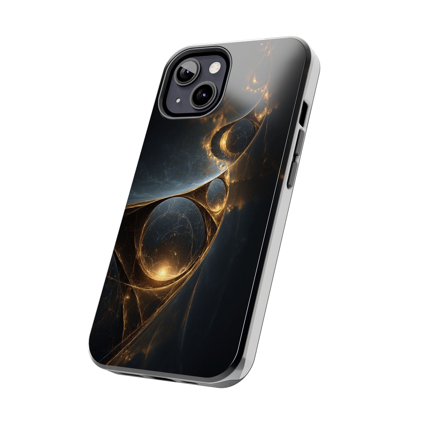 Stylish Tough Phone Case with Elegant Golden Swirls
