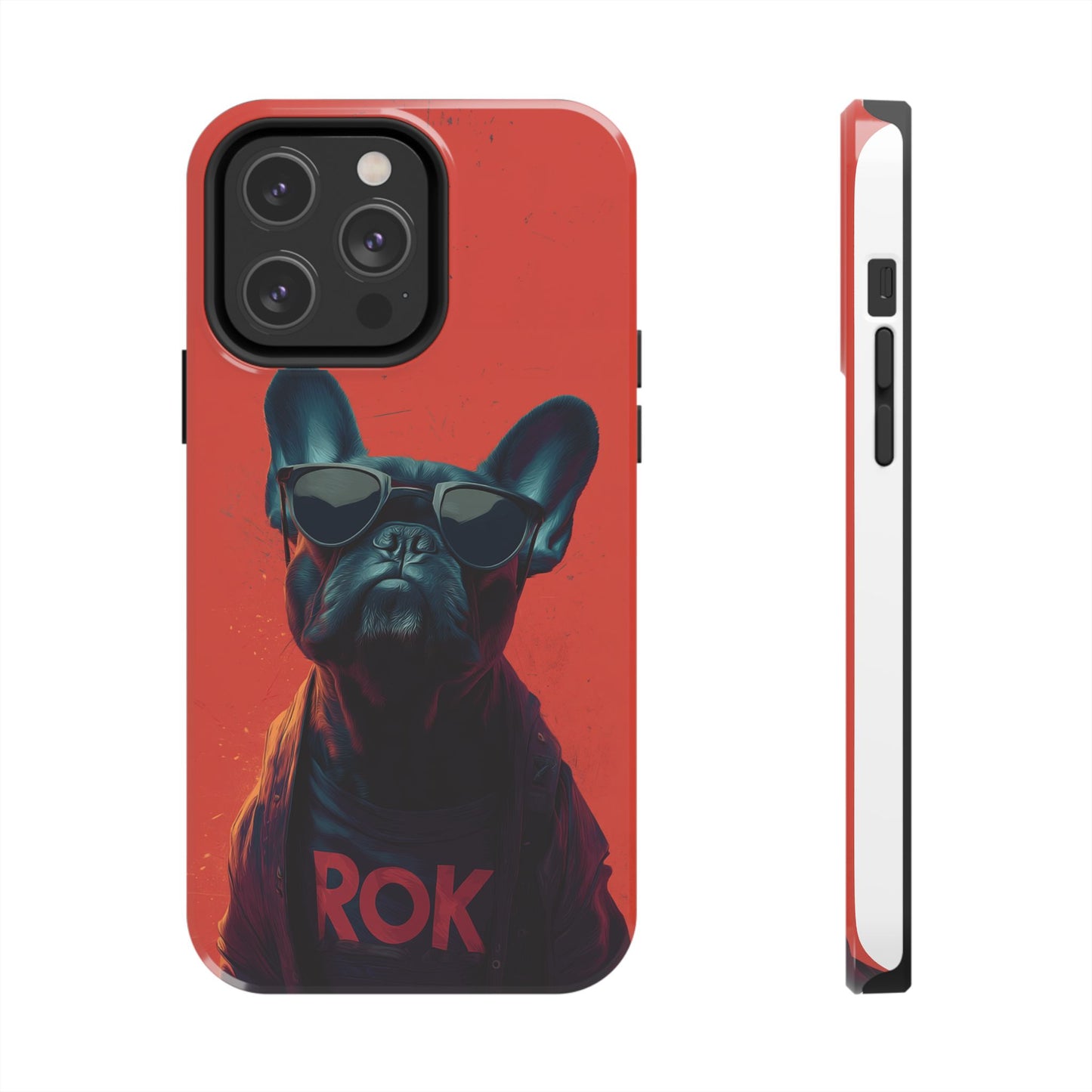 Rockin’ Dogs Tough Phone Case - Playful Guitarist & Cool Bulldog for Pet Lovers