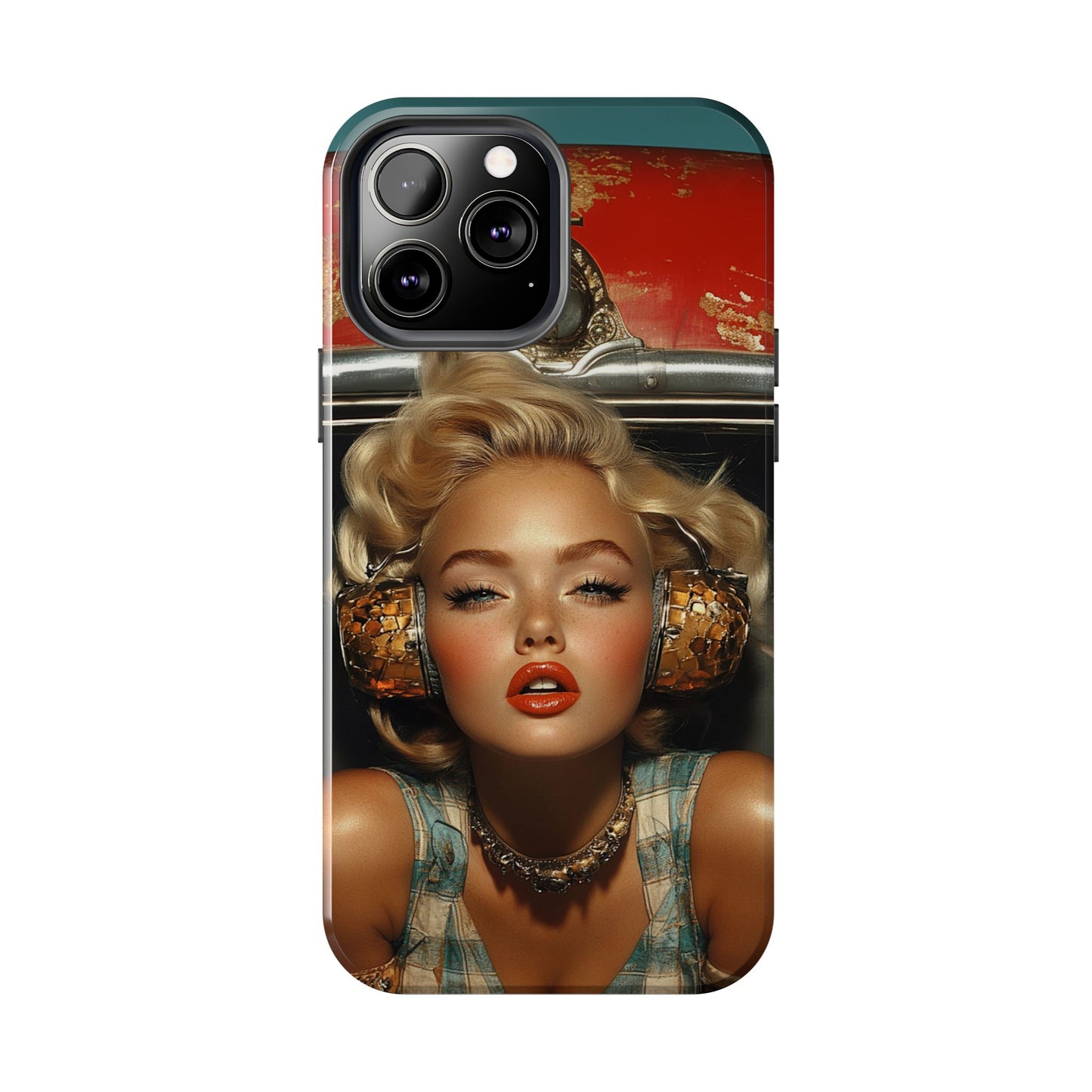 Retro Glam Tough Phone Case - Stylish Protection for Music Lovers