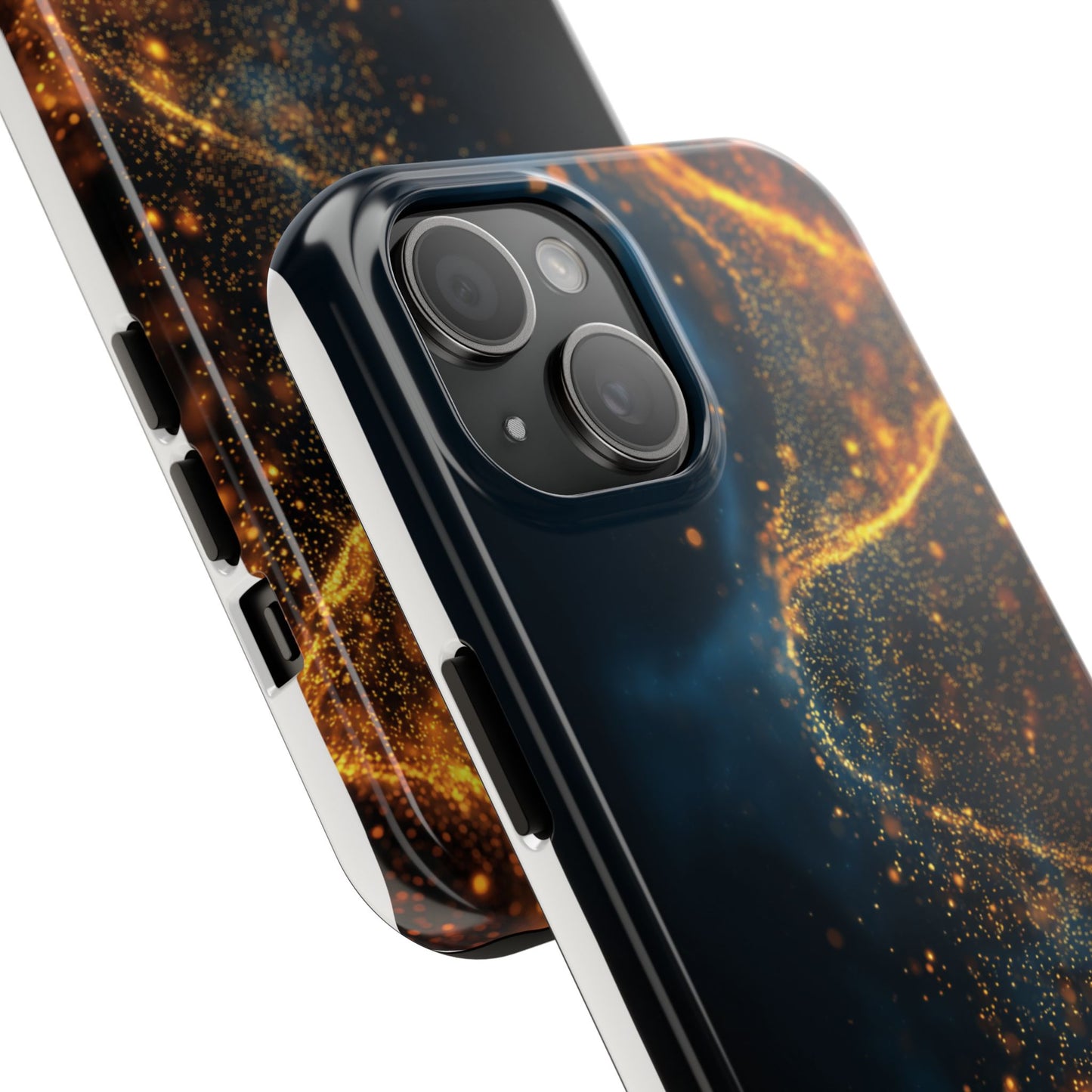 Sleek Tough Phone Cases with Abstract Gold and Blue Design