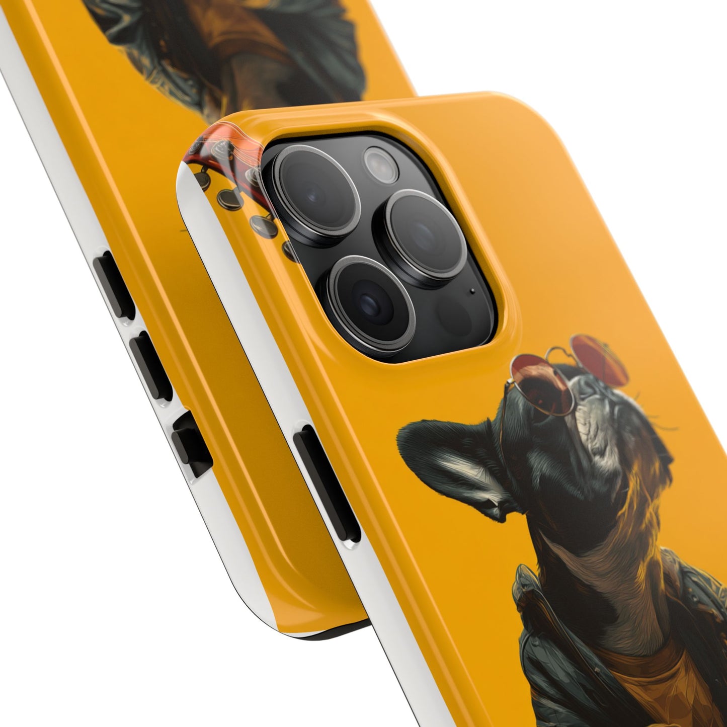 French Bulldog with Red Sunglasses Playing Red Guitar Tough Phone Case