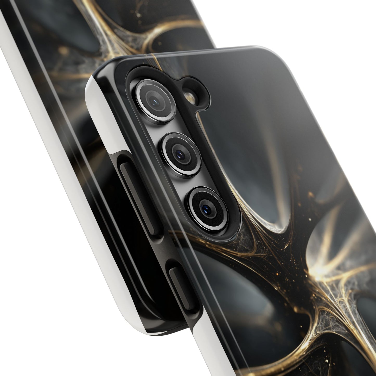 Elegant Tough Phone Case with Abstract Metallic Design