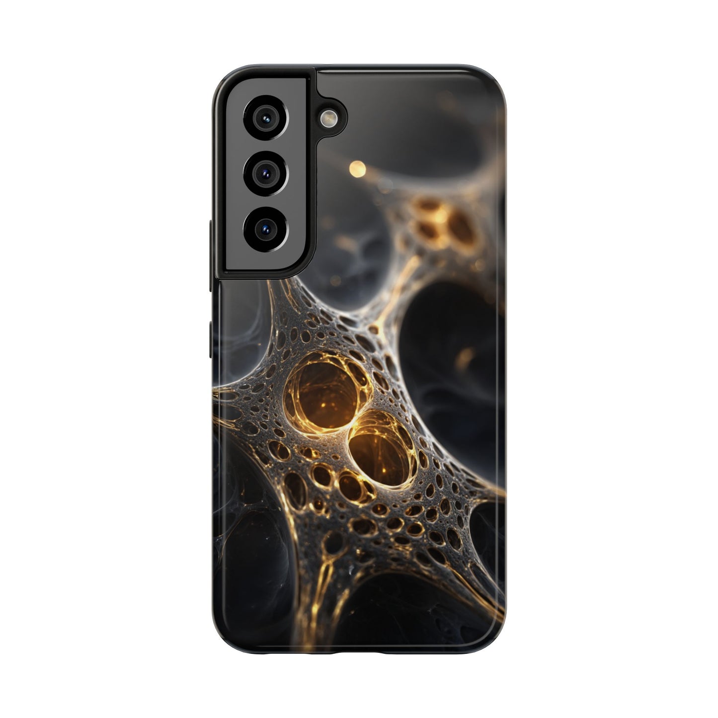 Luxurious Abstract Tough Phone Case - Gold and Black Design