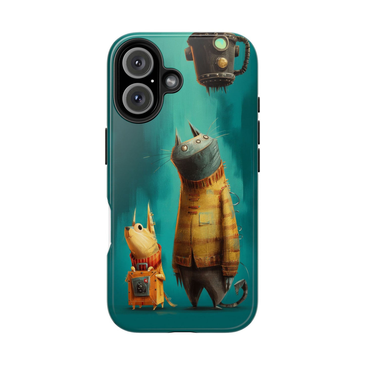 Whimsical Cat Adventure Tough Phone Case - Unique Design for Animal Lovers