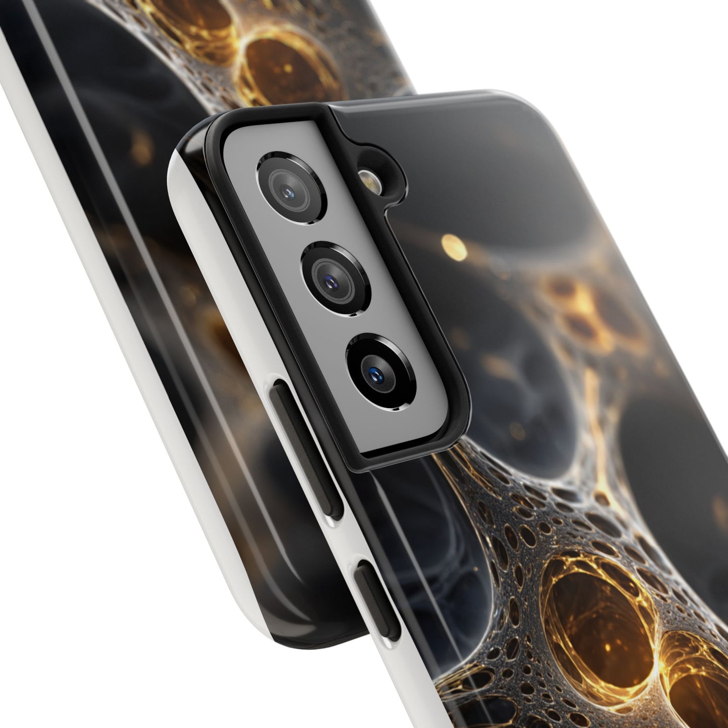 Luxurious Abstract Tough Phone Case - Gold and Black Design