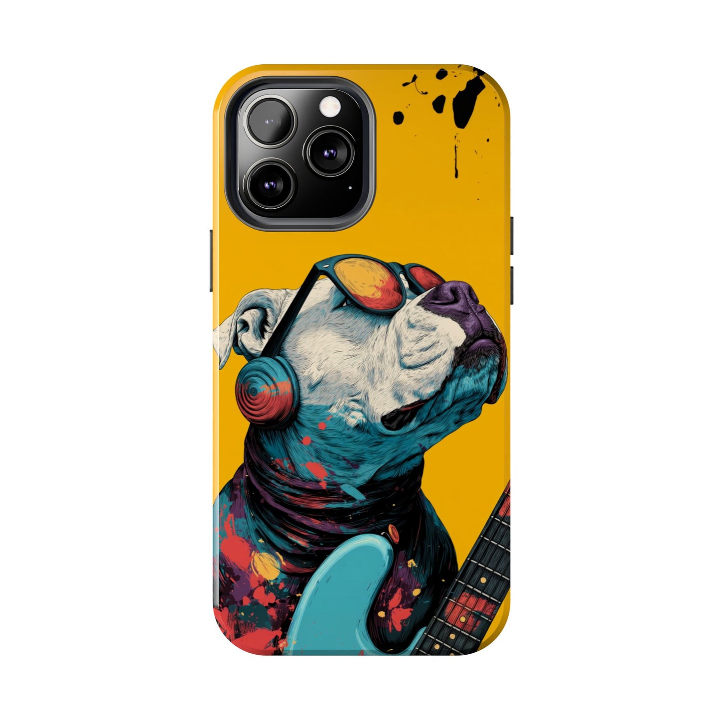 French Bulldog with Orange Sunglasses and Headphones Tough Phone Case