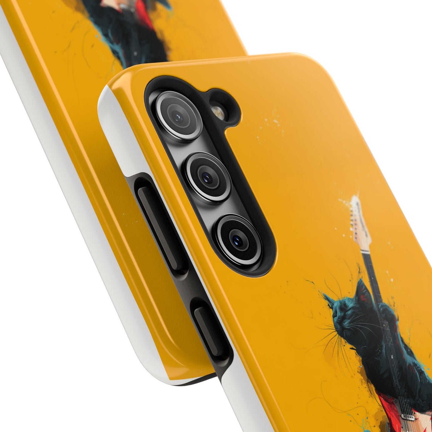Black Cat Playing Red Guitar Tough Phone Case