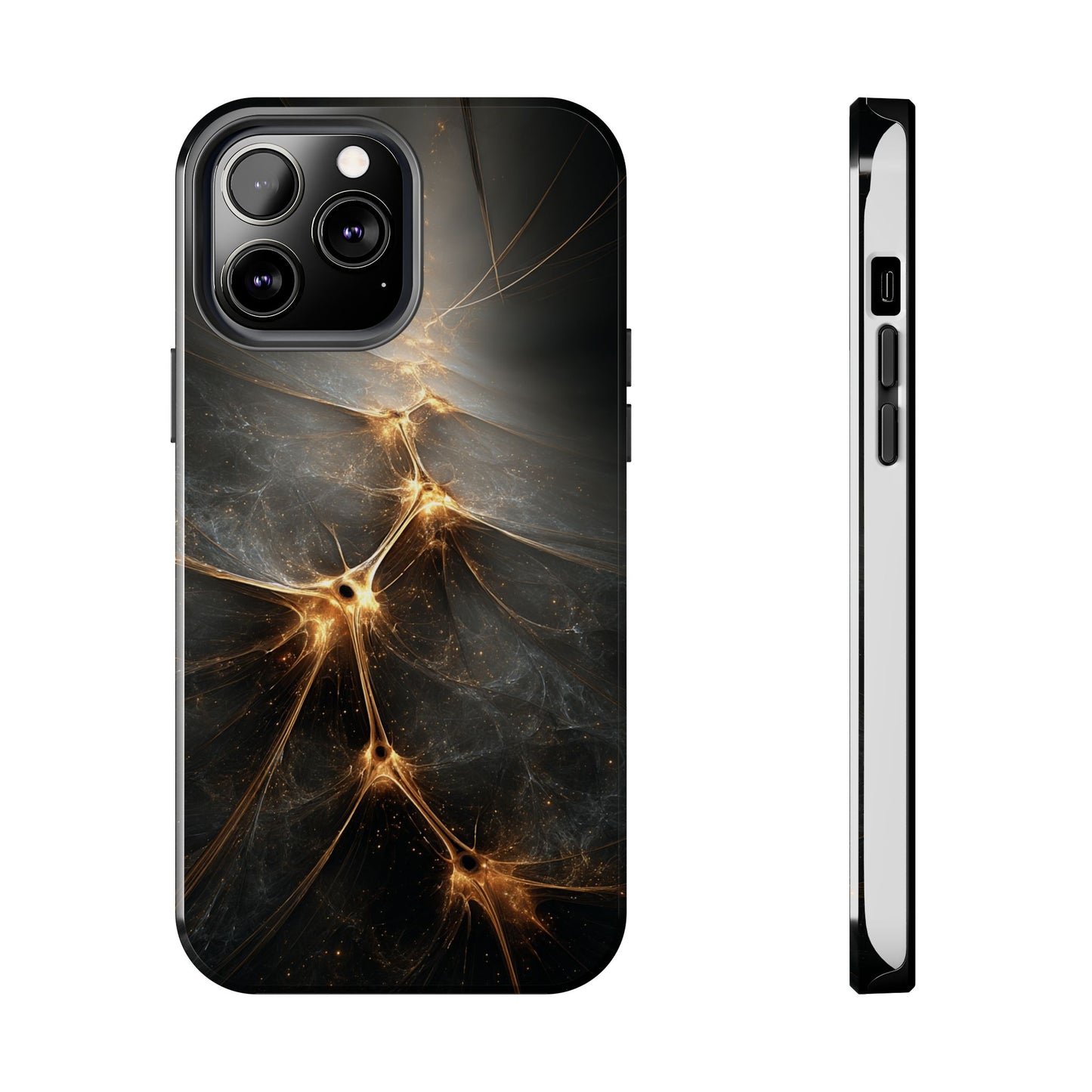Tough Phone Case - Elegant Gold Fractal Design for Tech Lovers