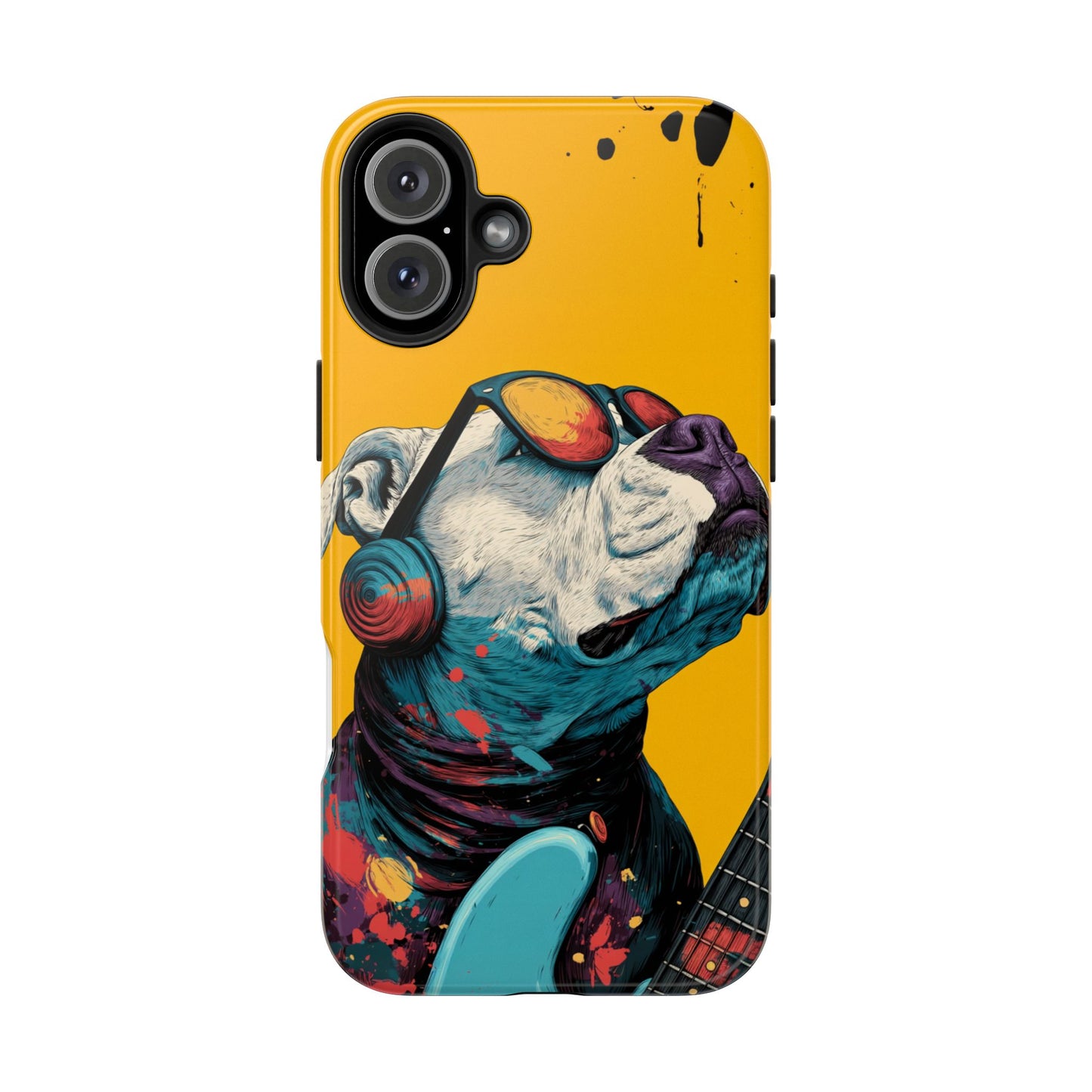 French Bulldog with Orange Sunglasses and Headphones Tough Phone Case