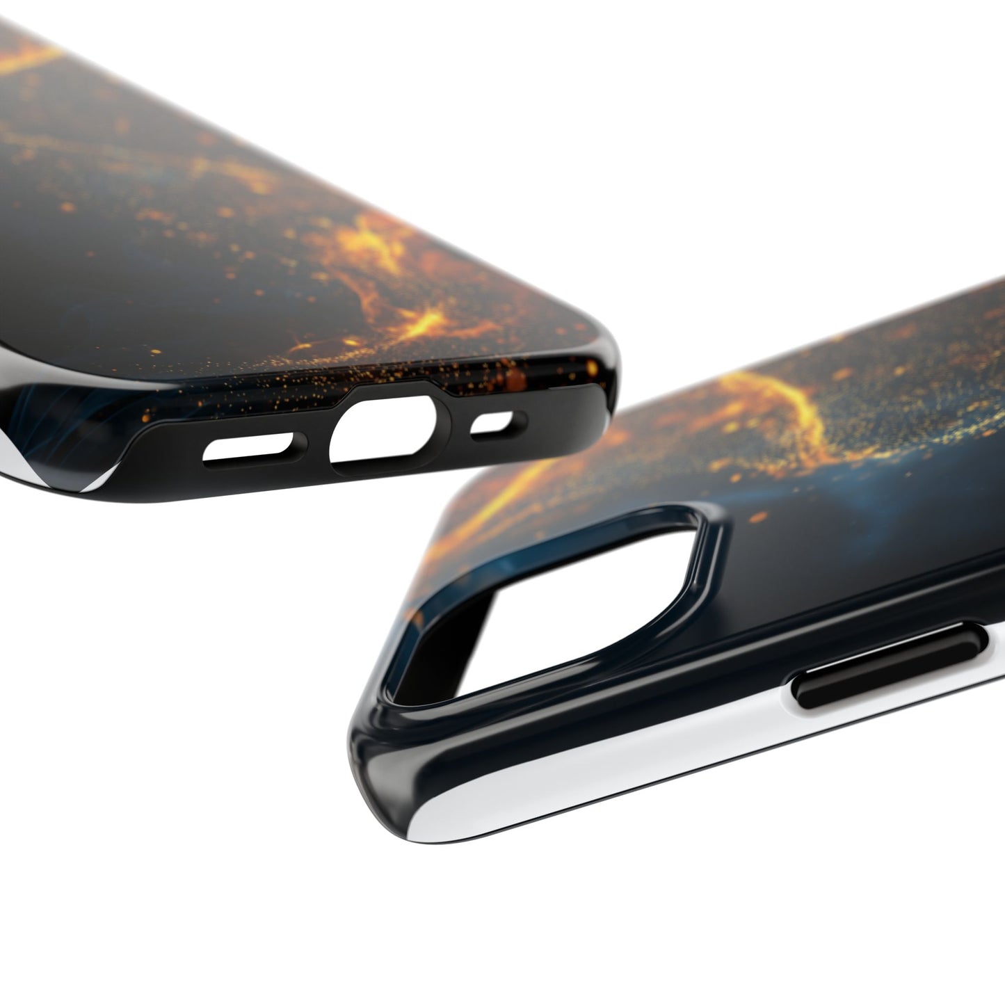 Sleek Tough Phone Cases with Abstract Gold and Blue Design