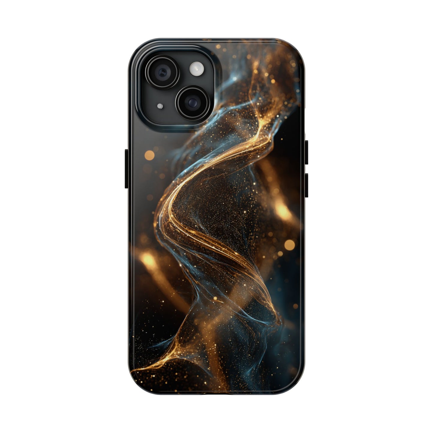 Stylish Tough Phone Case with Elegant Gold Swirl Design