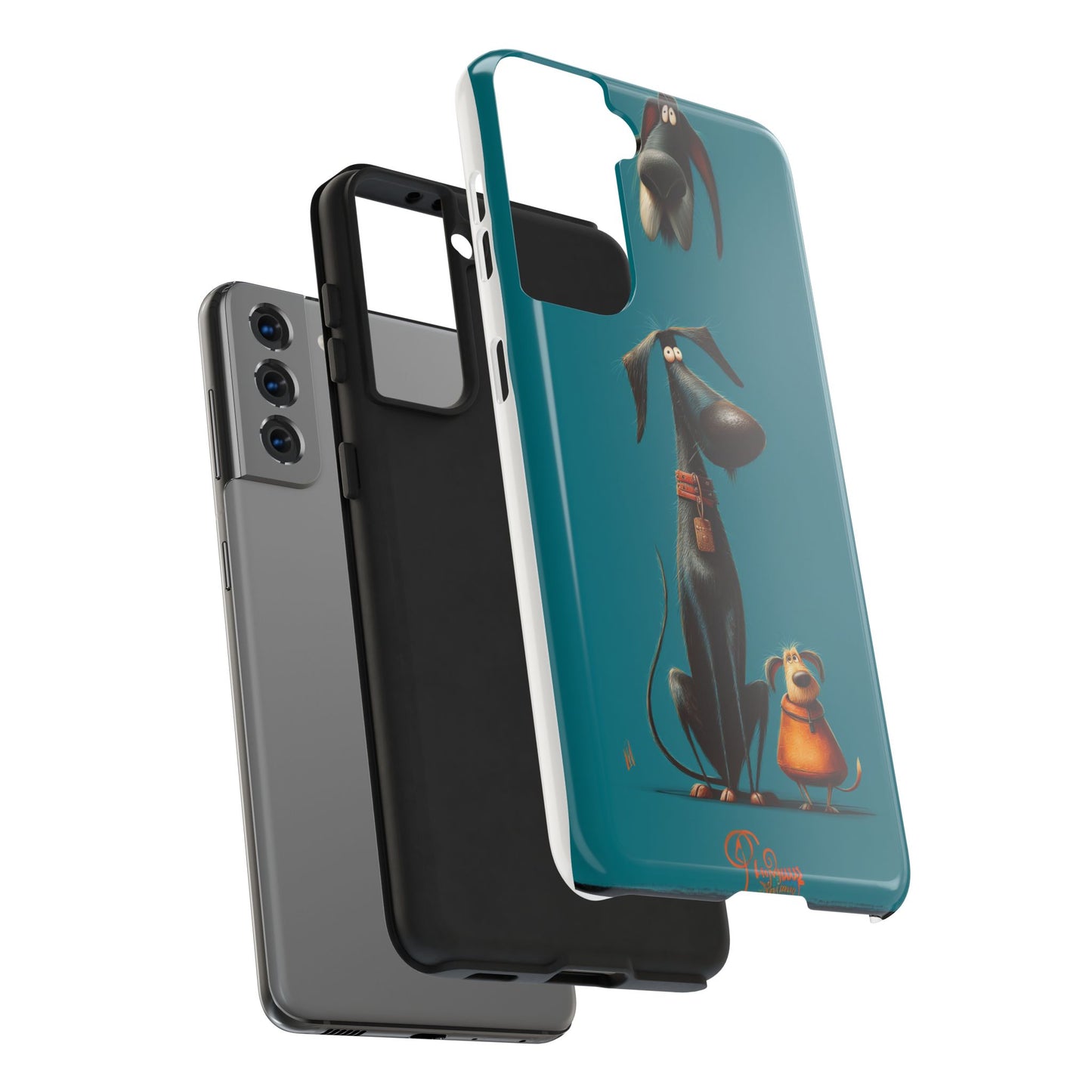 Whimsical Dog Art Tough Phone Case - Durable Protection for Pet Lovers
