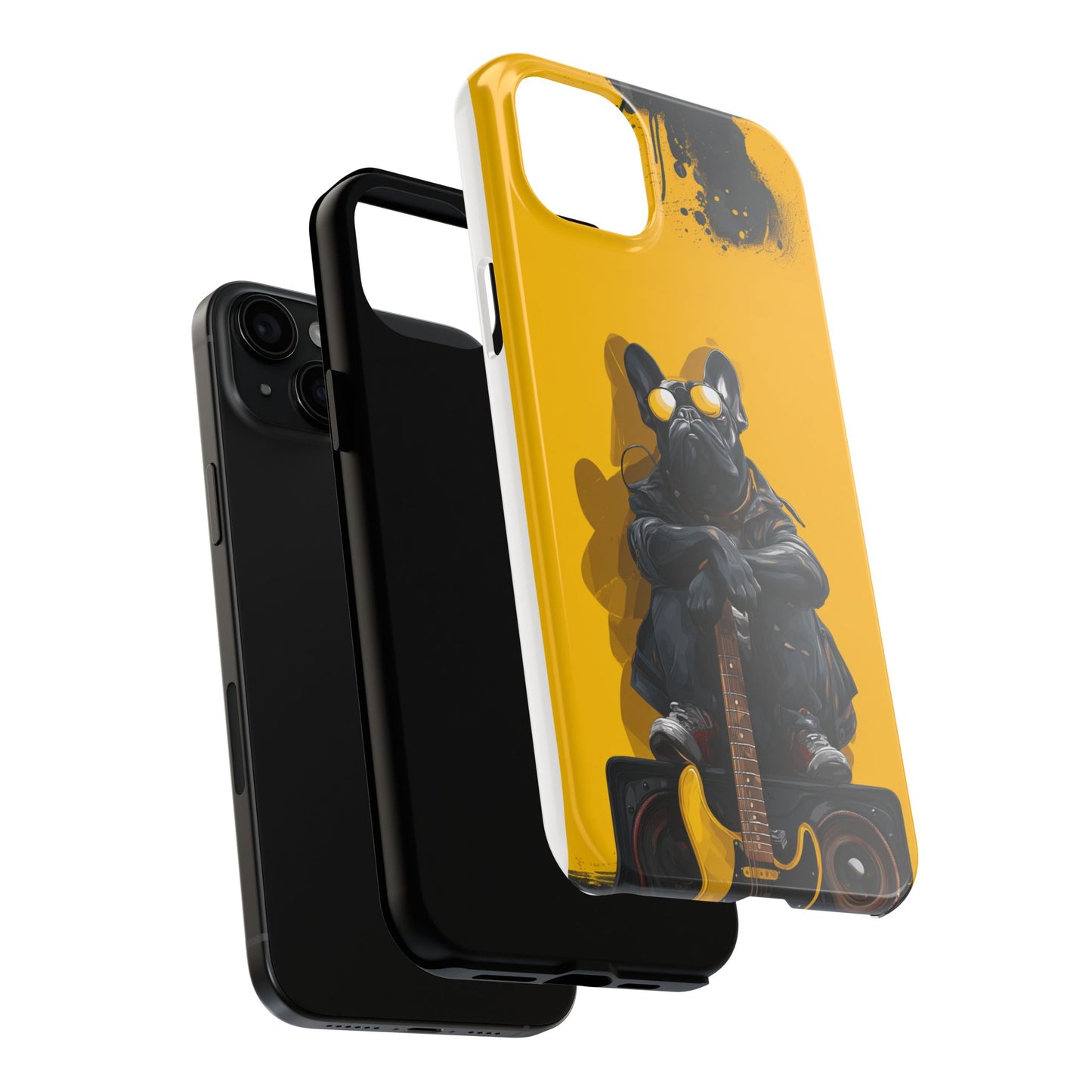 Rebellious Dog with Guitar Tough Phone Case – Wearable Art for Pet & Music Lovers