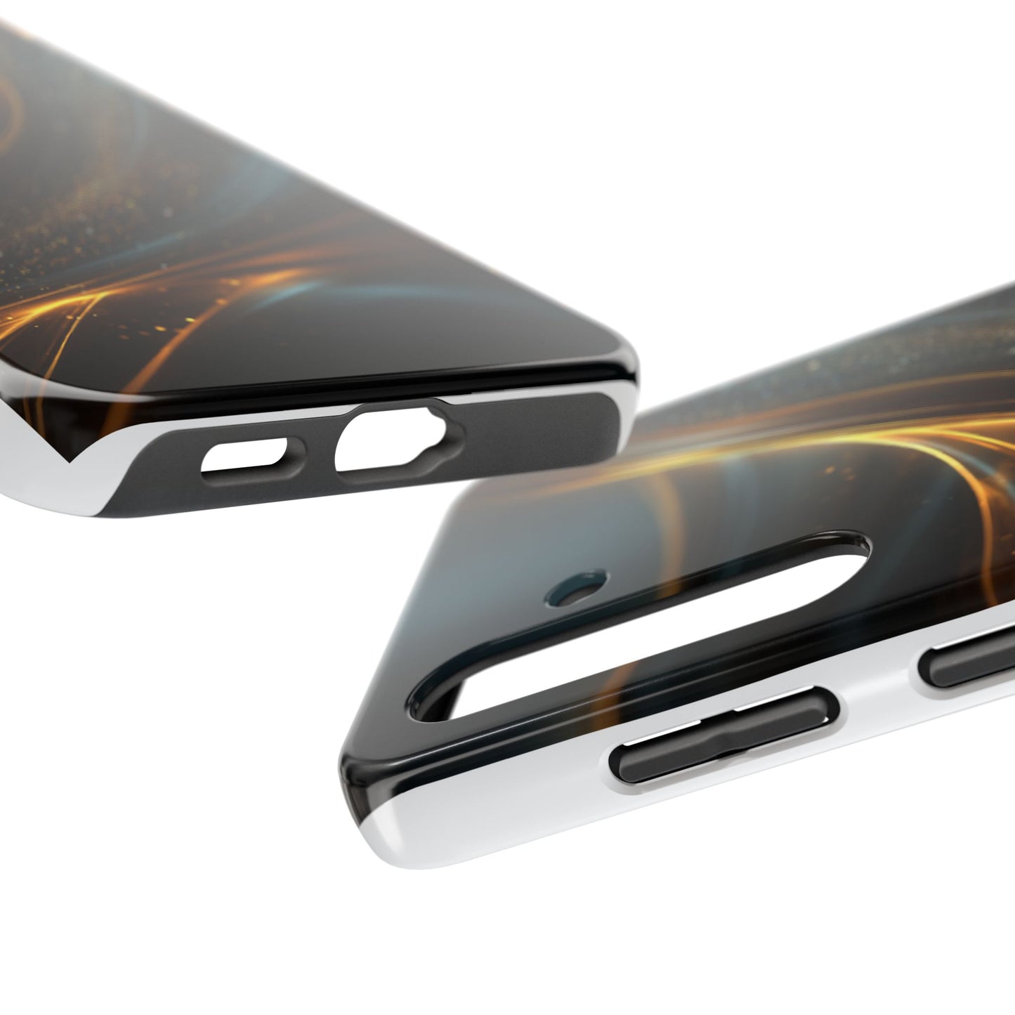 Elegant Tough Phone Case with Glittering Waves Design