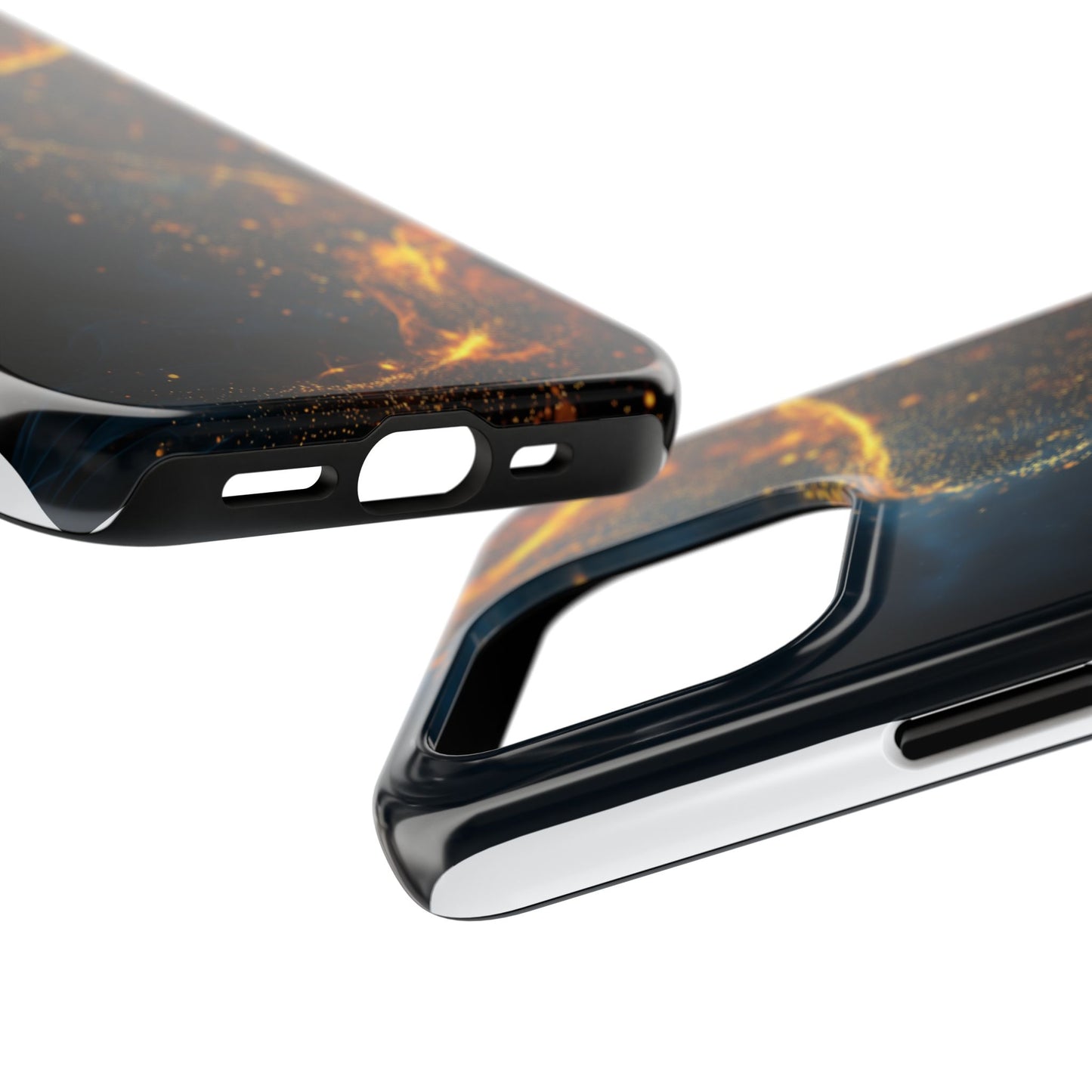 Sleek Tough Phone Cases with Abstract Gold and Blue Design