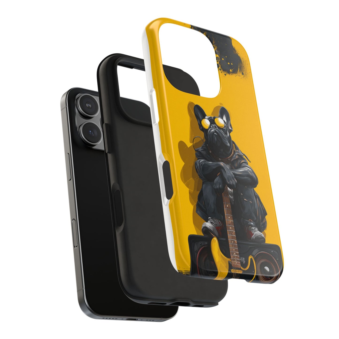 Rebellious Dog with Guitar Tough Phone Case – Wearable Art for Pet & Music Lovers