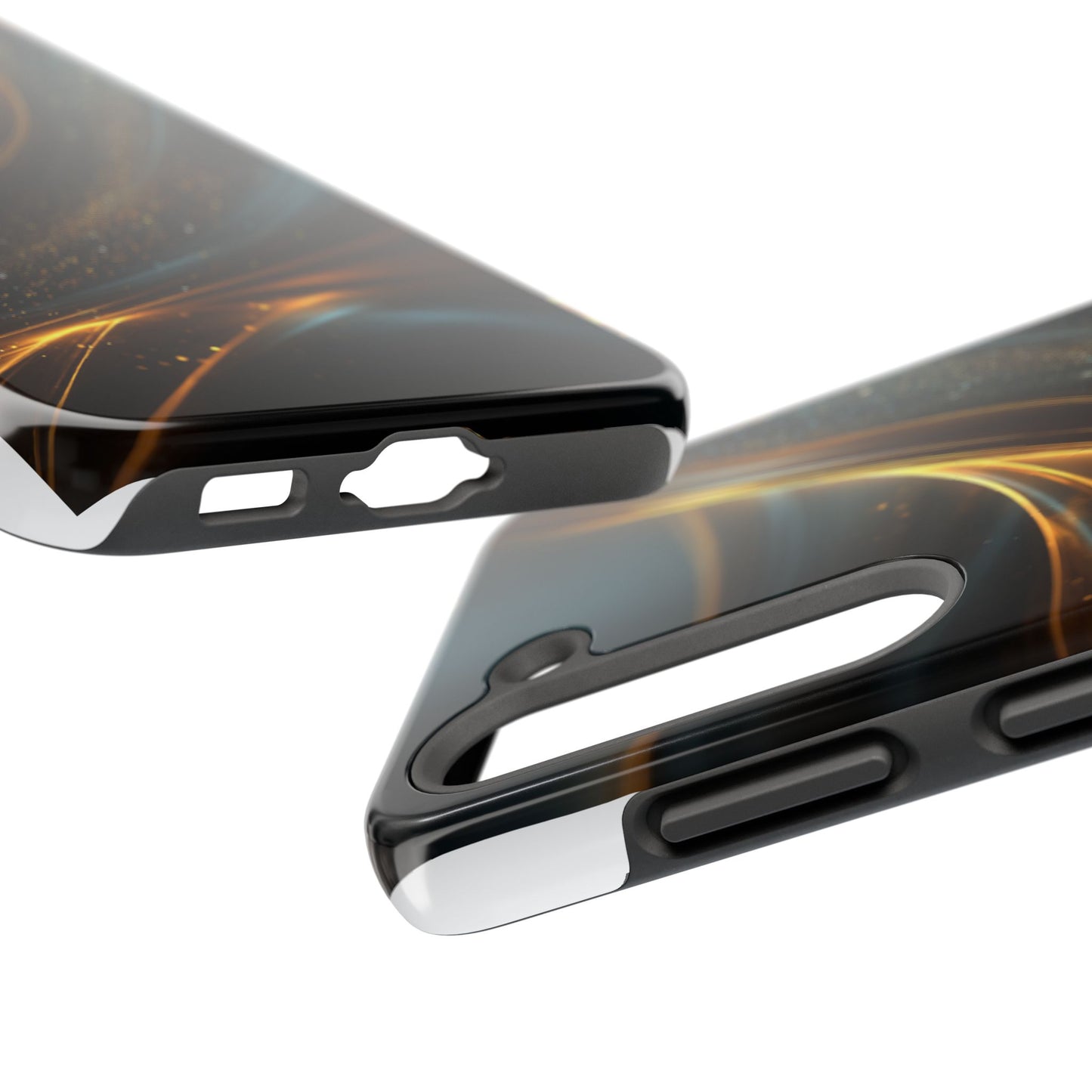 Elegant Tough Phone Case with Glittering Waves Design