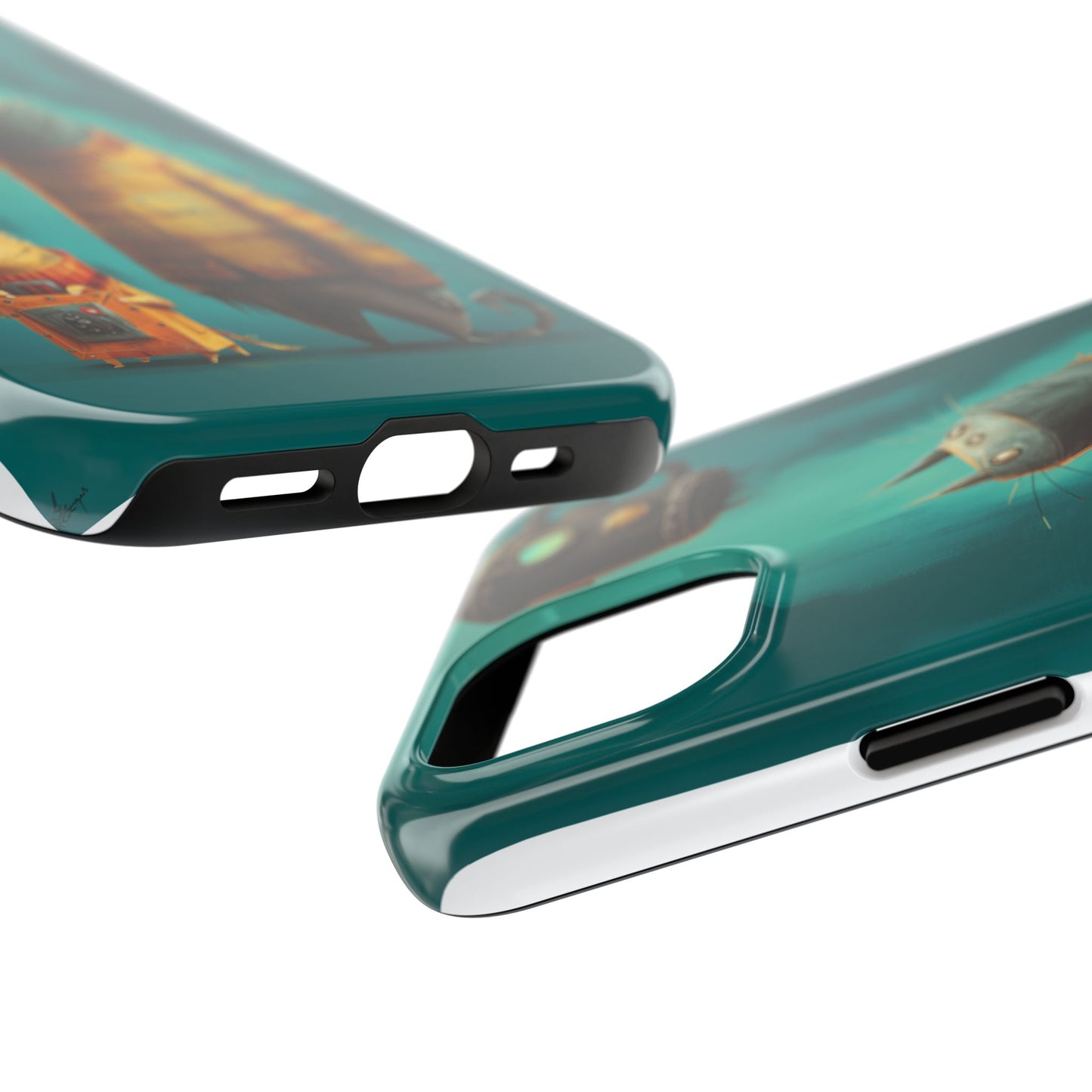 Whimsical Cat Adventure Tough Phone Case - Unique Design for Animal Lovers