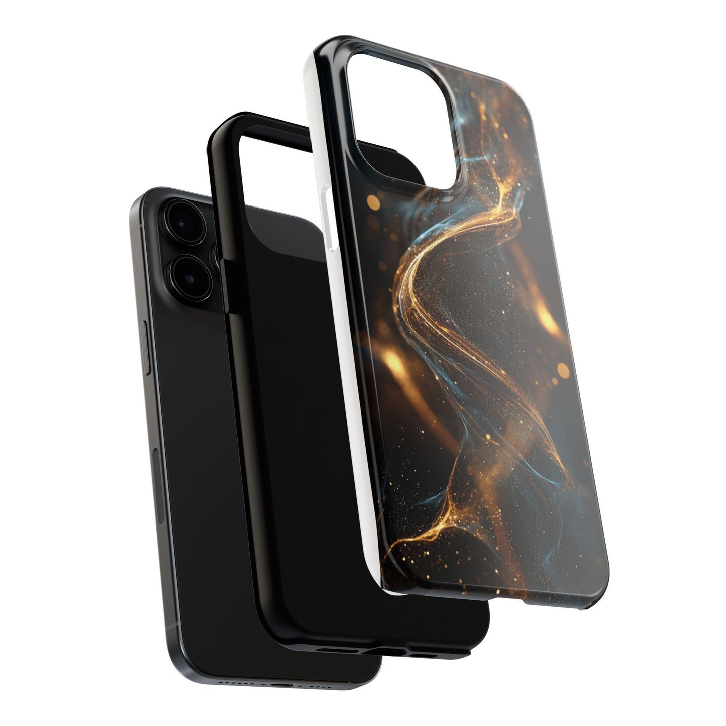 Stylish Tough Phone Case with Elegant Gold Swirl Design