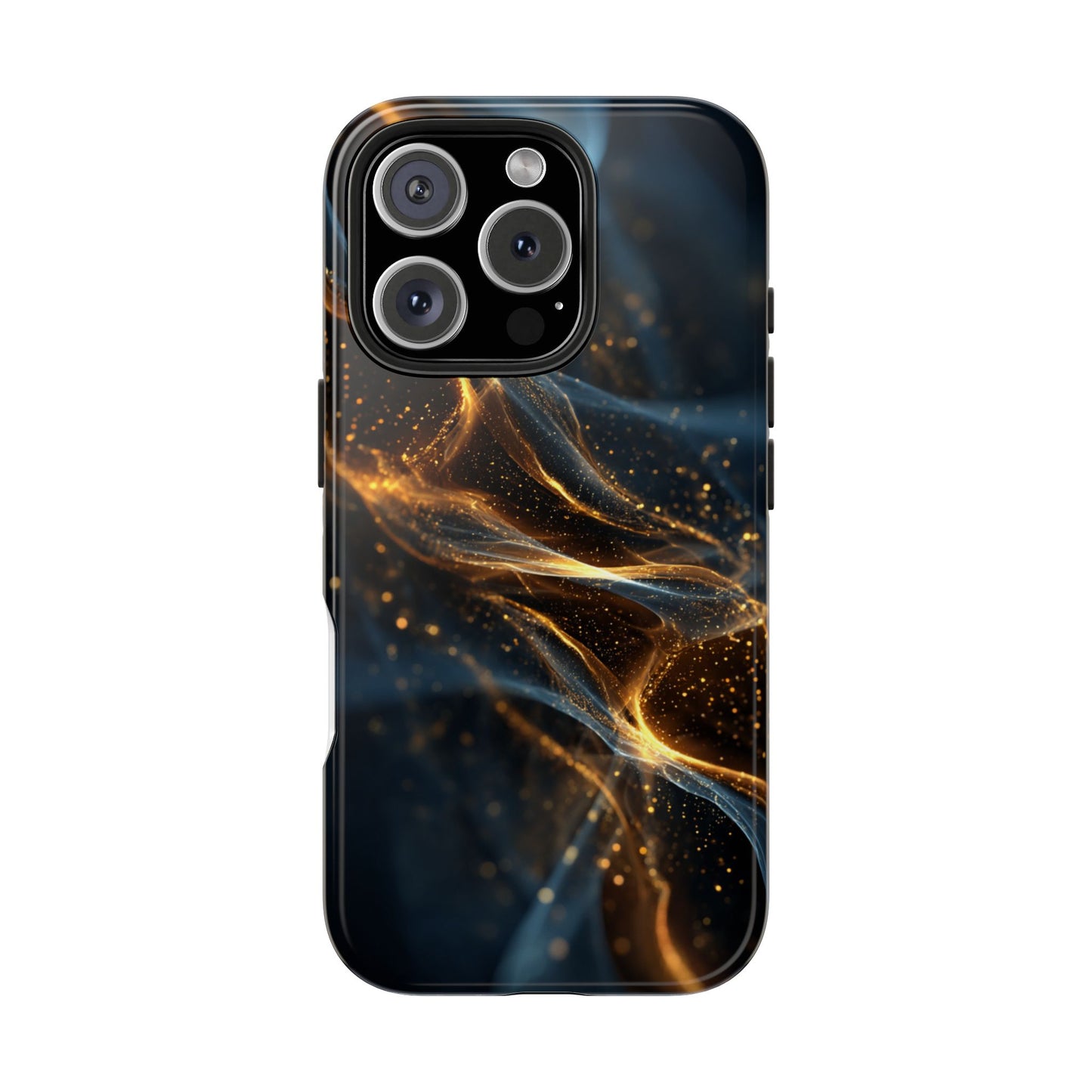 Stylish Tough Phone Case with Golden Swirl Design