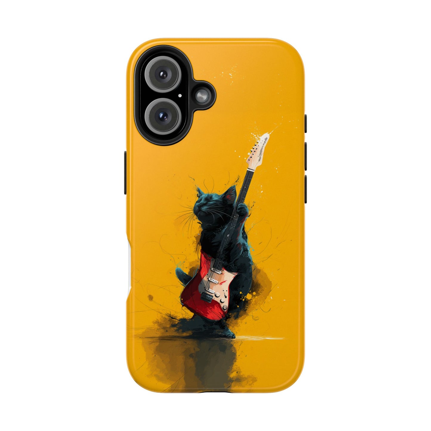 Black Cat Playing Red Guitar Tough Phone Case