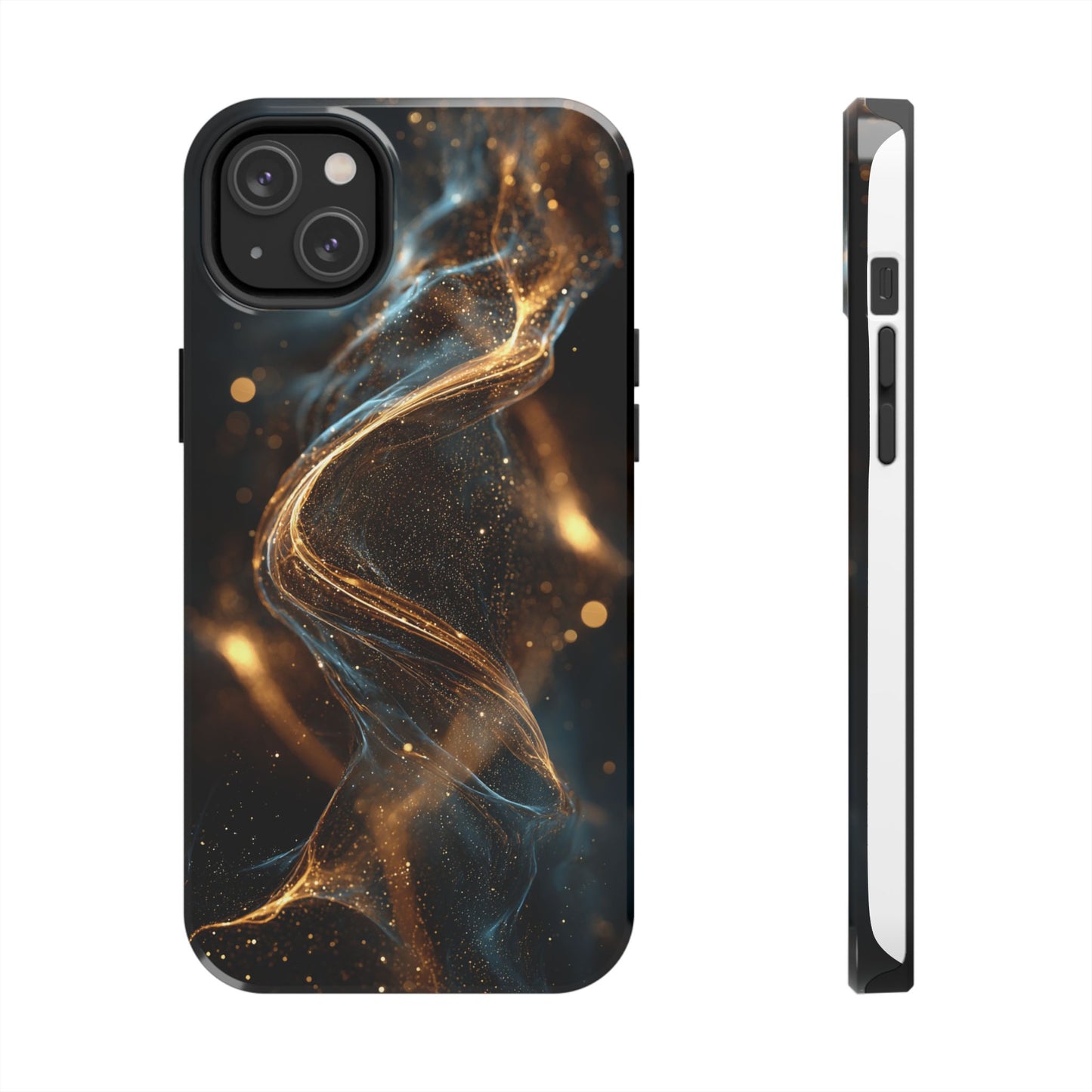 Stylish Tough Phone Case with Elegant Gold Swirl Design
