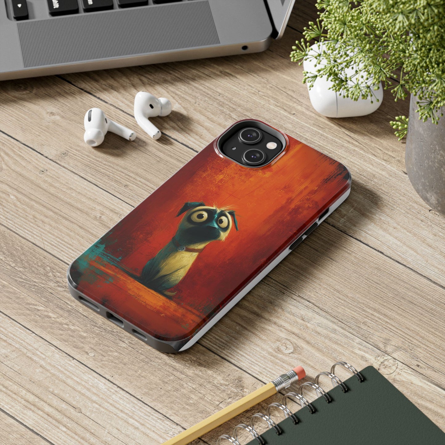Whimsical Dog Art Tough Phone Case - Durable Protection for Pet Lovers