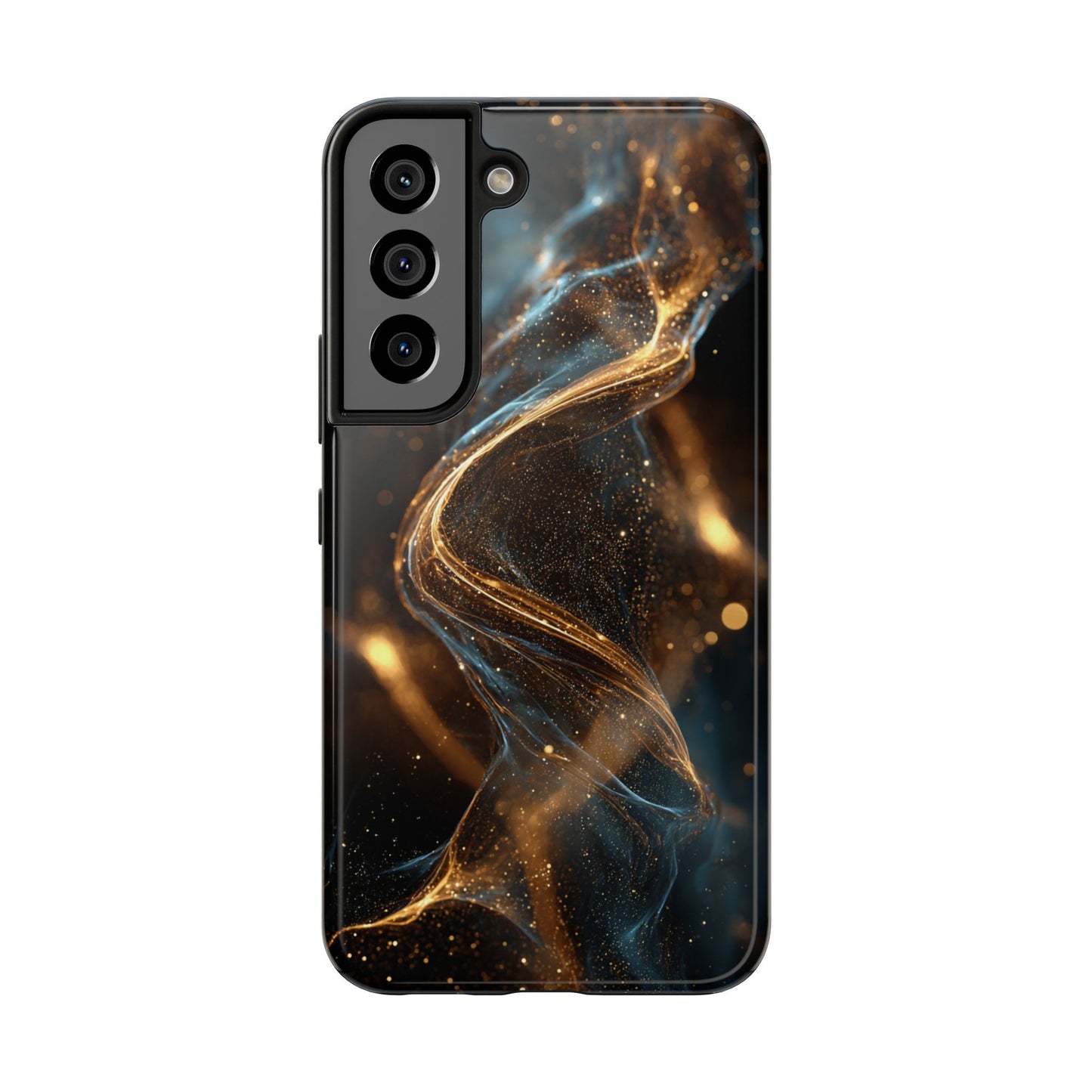 Stylish Tough Phone Case with Elegant Gold Swirl Design