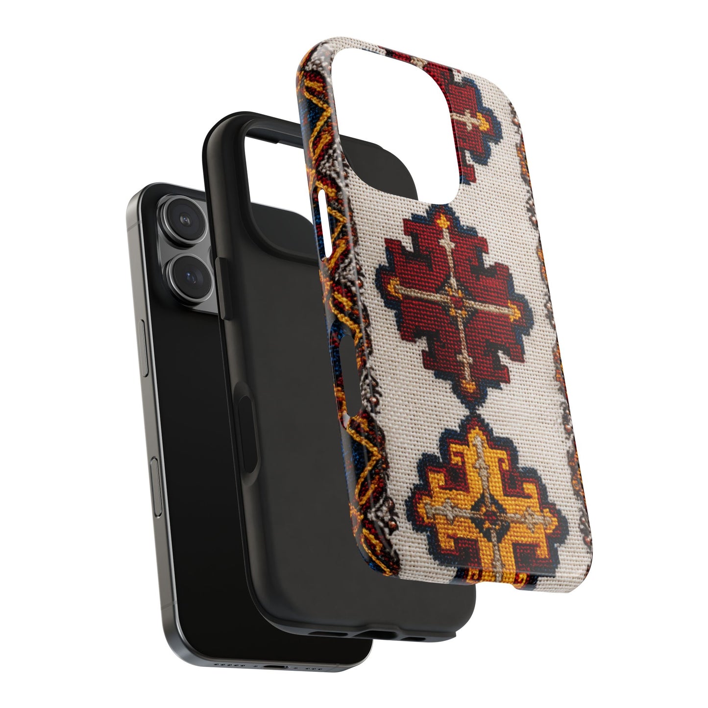 Unique tough phone case with rich traditional embroidery patterns