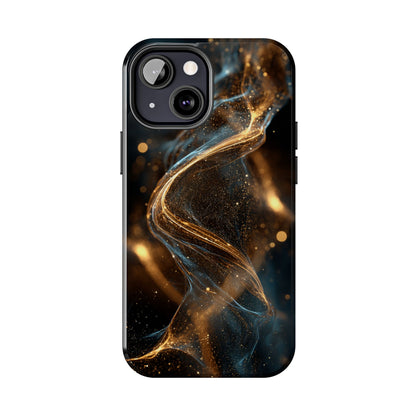 Stylish Tough Phone Case with Elegant Gold Swirl Design