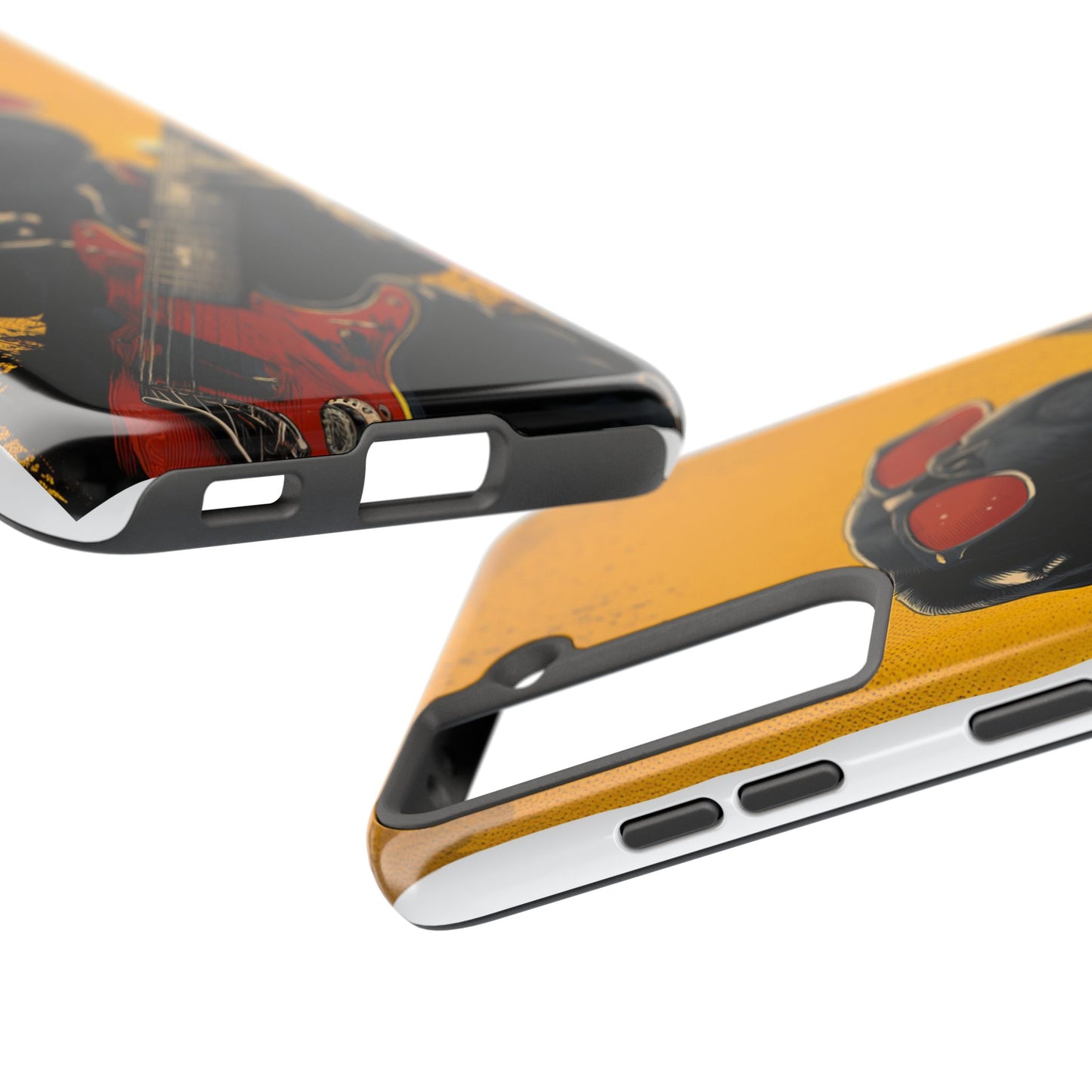 French Bulldog with Red Sunglasses Playing Red Guitar Tough Phone Case