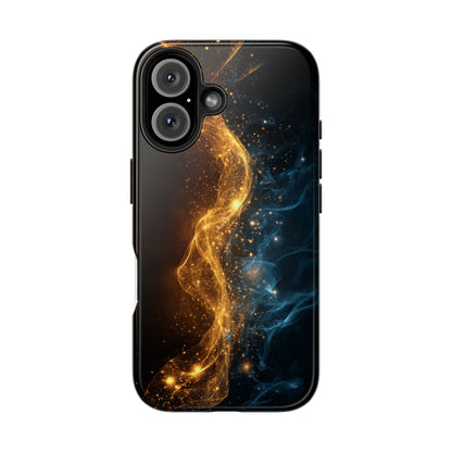 Dynamic Gold and Blue Tough Phone Case - Durable Protection with a Stunning Design