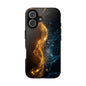 Dynamic Gold and Blue Tough Phone Case - Durable Protection with a Stunning Design