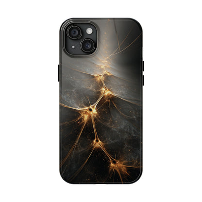 Tough Phone Case - Elegant Gold Fractal Design for Tech Lovers