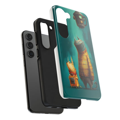 Whimsical Cat Adventure Tough Phone Case - Unique Design for Animal Lovers