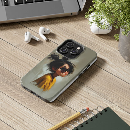 Trendy Tough Phone Case – Stylish Illustrated Girl Design for Fashion Lovers
