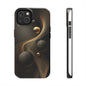 Cosmic Gold Waves Abstract Phone Case – Elegant Black Art