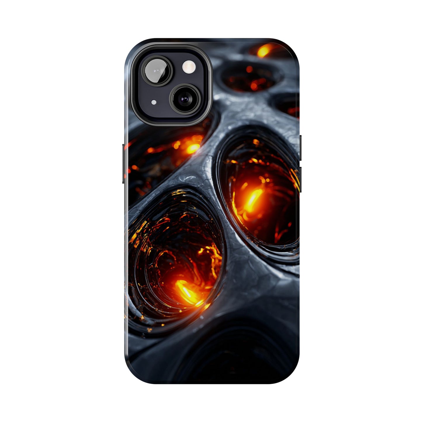 Durable phone cover featuring flowing molten lava patterns