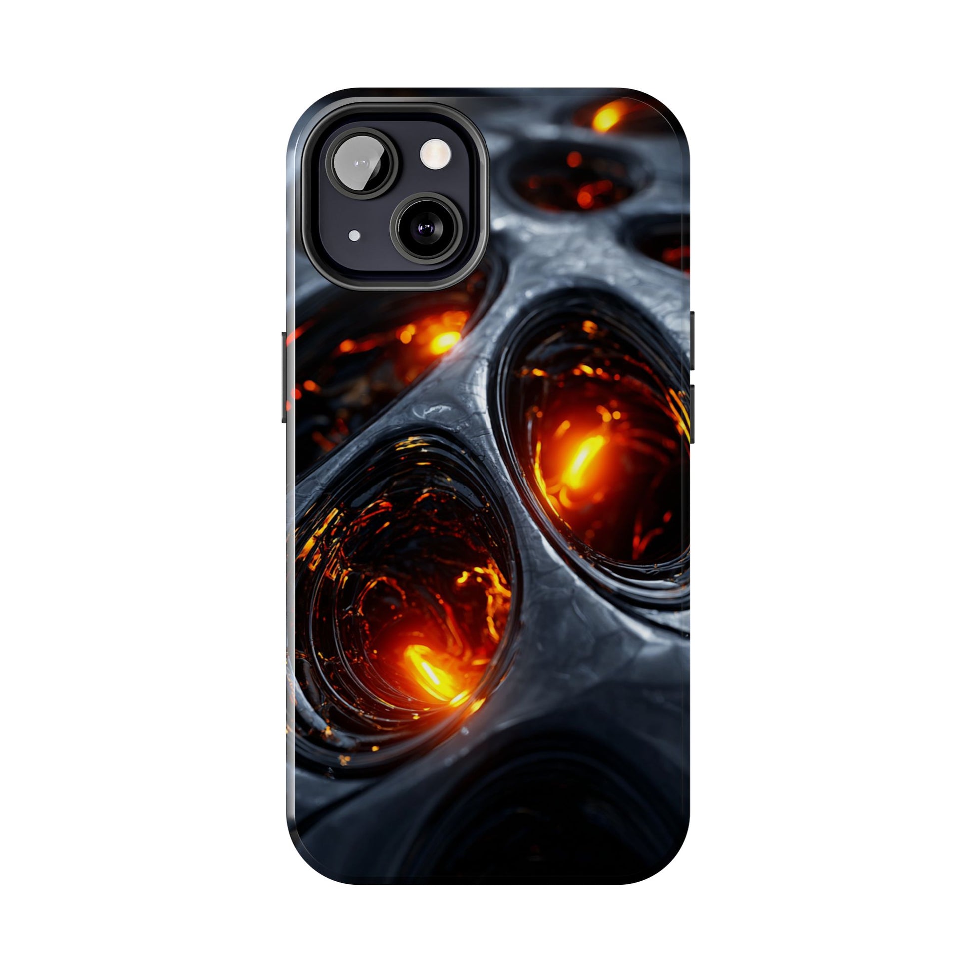 Durable phone cover featuring flowing molten lava patterns