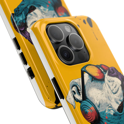 French Bulldog with Orange Sunglasses and Headphones Tough Phone Case